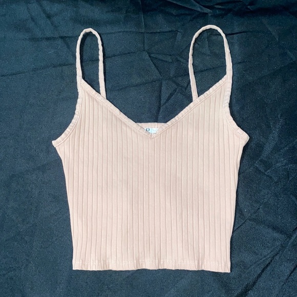 H&M (Divided) Pale Pink Ribbed Cropped Halter Top Size XSmall - Picture 1 of 5